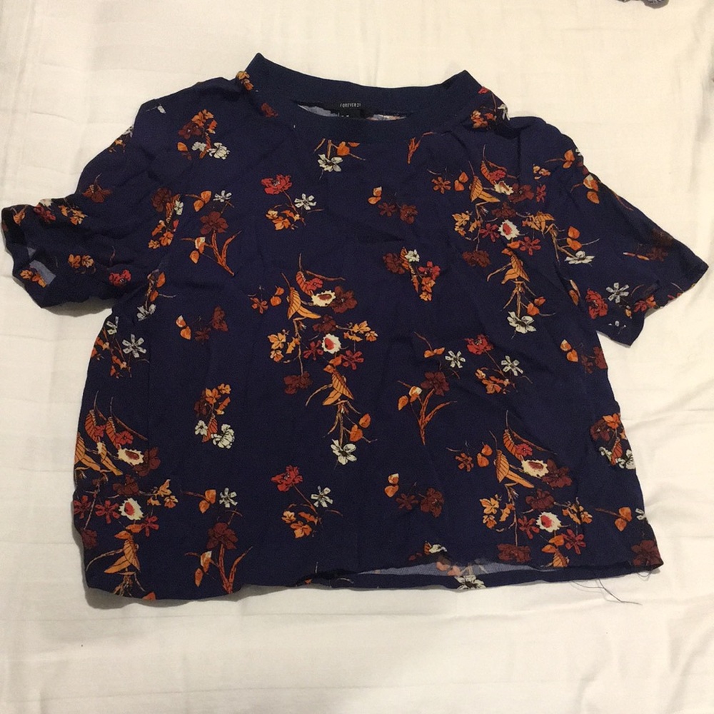 blue floral shirt